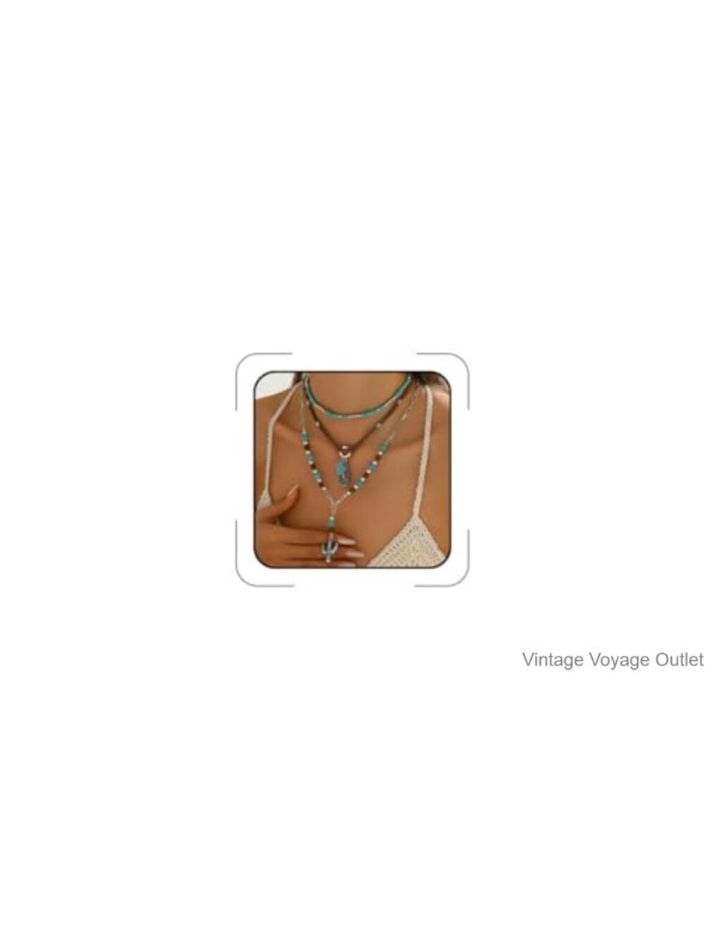 Layered Turquoise Beaded Cowgirl Necklace Set Western Rodeo Choker